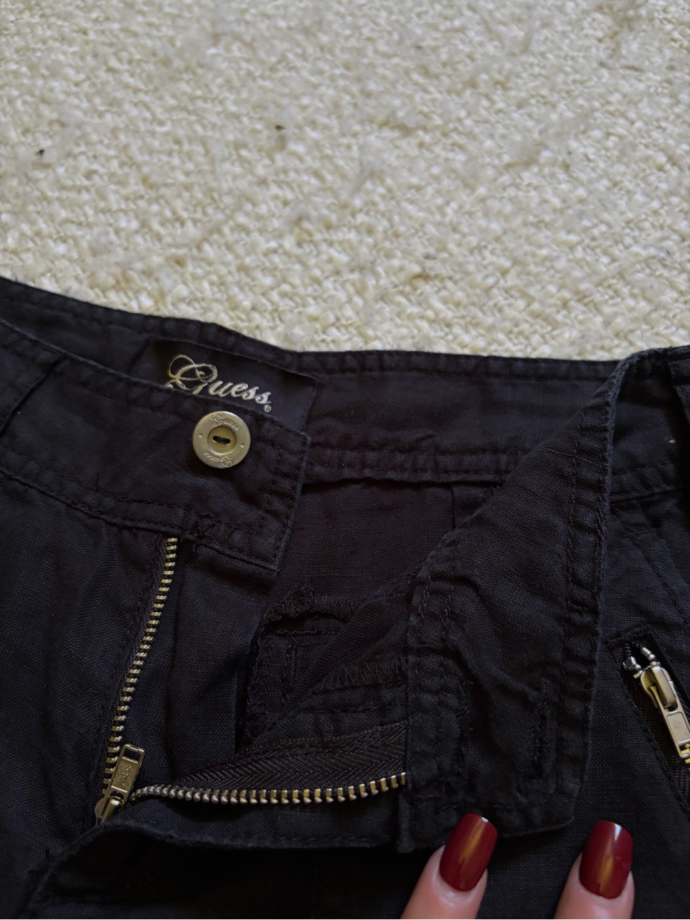 💕GUESS WOMENS SIZE 1 BLACK LINEN SHORTS - Picture 7 of 14
